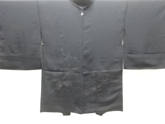 大正ロマン　枝葉模様織り出し一つ紋絵羽織